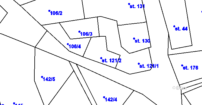 Parcela st. 121/2 v KÚ Krušovice, Katastrální mapa