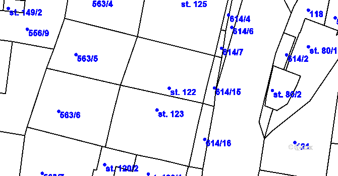 Parcela st. 122 v KÚ Krušovice, Katastrální mapa