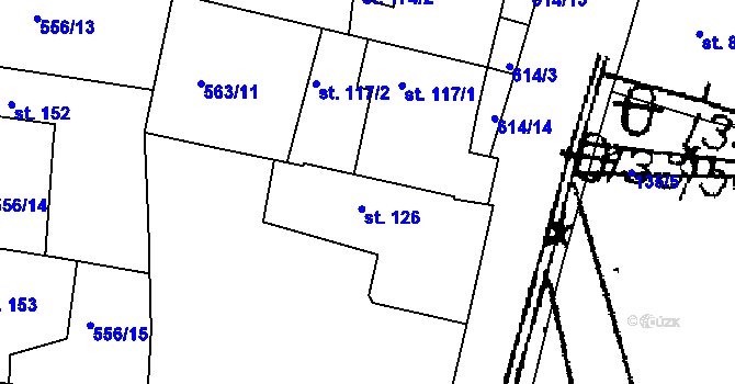Parcela st. 126 v KÚ Krušovice, Katastrální mapa