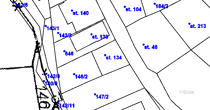 Parcela st. 134 v KÚ Krušovice, Katastrální mapa