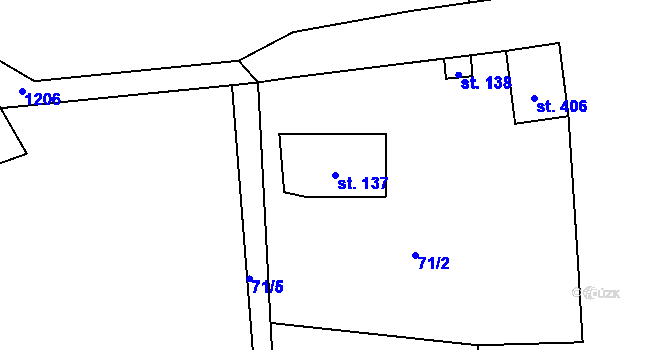 Parcela st. 137 v KÚ Krušovice, Katastrální mapa