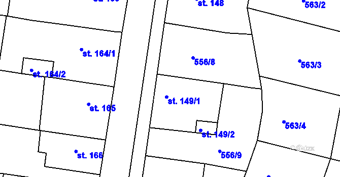 Parcela st. 149/1 v KÚ Krušovice, Katastrální mapa