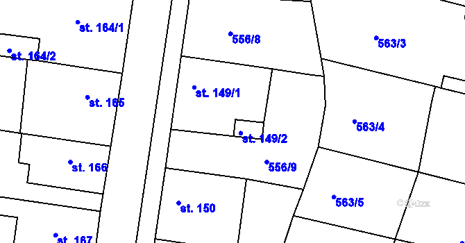 Parcela st. 149/2 v KÚ Krušovice, Katastrální mapa