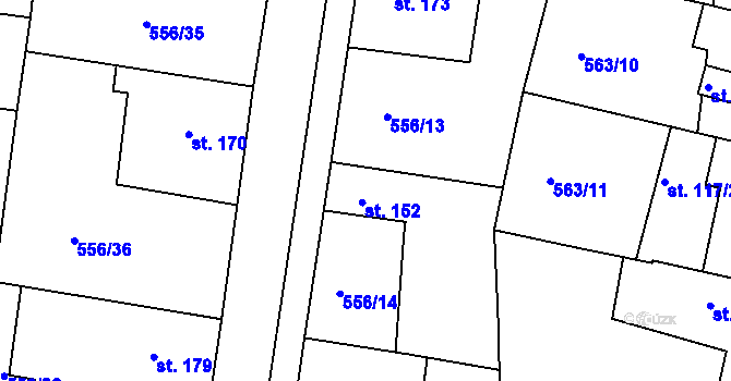 Parcela st. 152 v KÚ Krušovice, Katastrální mapa
