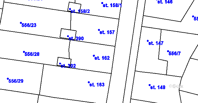 Parcela st. 162 v KÚ Krušovice, Katastrální mapa