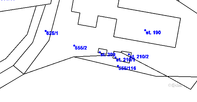 Parcela st. 209 v KÚ Krušovice, Katastrální mapa