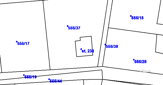 Parcela st. 238 v KÚ Krušovice, Katastrální mapa