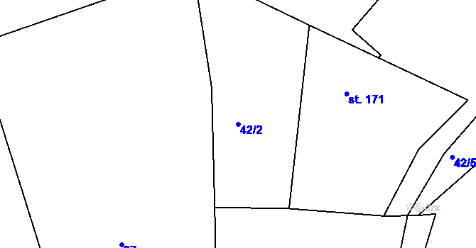 Parcela st. 42/2 v KÚ Krušovice, Katastrální mapa