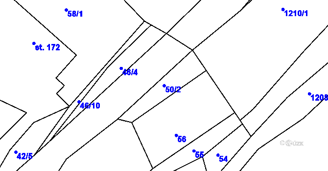 Parcela st. 50/2 v KÚ Krušovice, Katastrální mapa