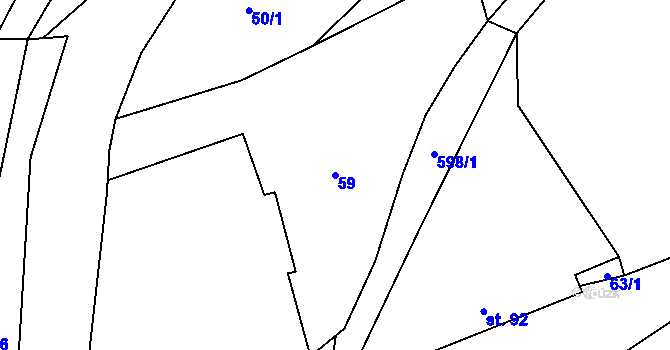 Parcela st. 59 v KÚ Krušovice, Katastrální mapa