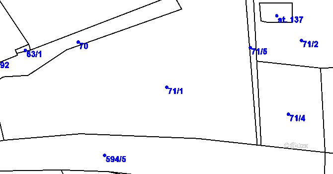 Parcela st. 71/1 v KÚ Krušovice, Katastrální mapa