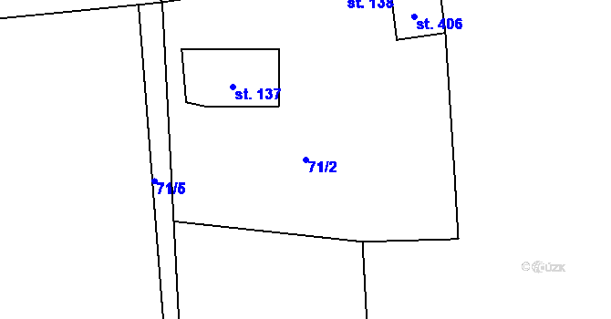 Parcela st. 71/2 v KÚ Krušovice, Katastrální mapa