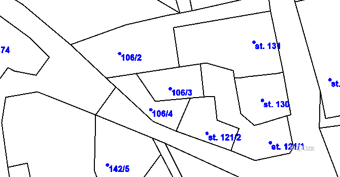 Parcela st. 106/3 v KÚ Krušovice, Katastrální mapa