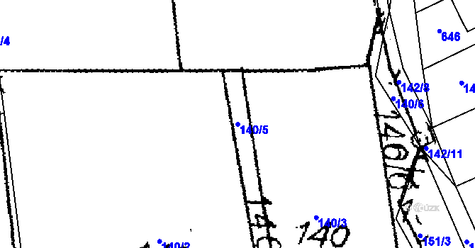 Parcela st. 140/5 v KÚ Krušovice, Katastrální mapa