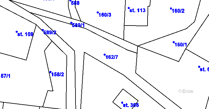 Parcela st. 162/7 v KÚ Krušovice, Katastrální mapa
