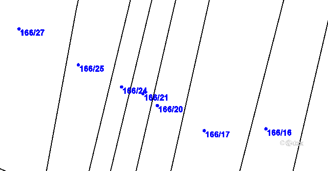 Parcela st. 166/20 v KÚ Krušovice, Katastrální mapa