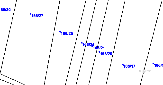 Parcela st. 166/24 v KÚ Krušovice, Katastrální mapa