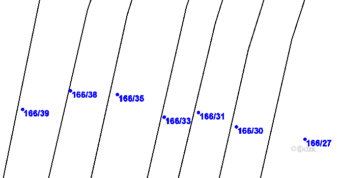 Parcela st. 166/33 v KÚ Krušovice, Katastrální mapa