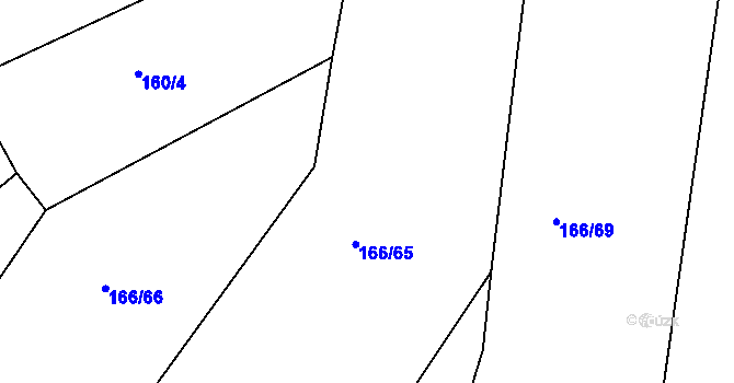 Parcela st. 166/65 v KÚ Krušovice, Katastrální mapa