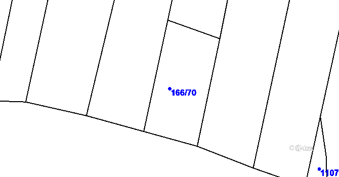 Parcela st. 166/70 v KÚ Krušovice, Katastrální mapa