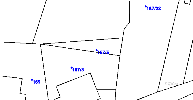 Parcela st. 167/6 v KÚ Krušovice, Katastrální mapa