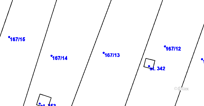 Parcela st. 167/13 v KÚ Krušovice, Katastrální mapa