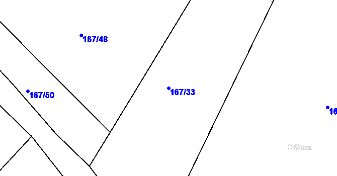 Parcela st. 167/33 v KÚ Krušovice, Katastrální mapa