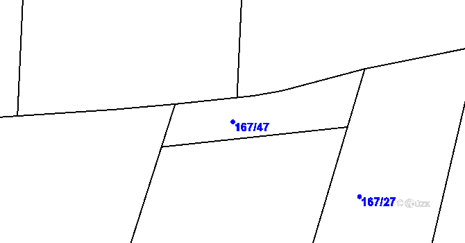 Parcela st. 167/47 v KÚ Krušovice, Katastrální mapa