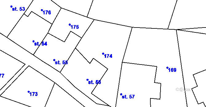 Parcela st. 174 v KÚ Krušovice, Katastrální mapa