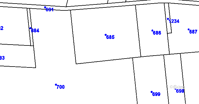 Parcela st. 399/30 v KÚ Krušovice, Katastrální mapa