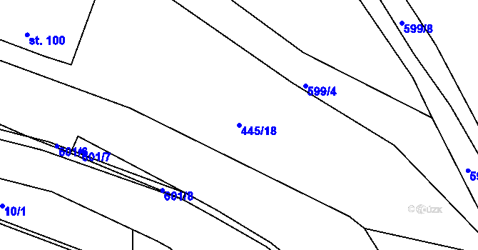 Parcela st. 445/18 v KÚ Krušovice, Katastrální mapa