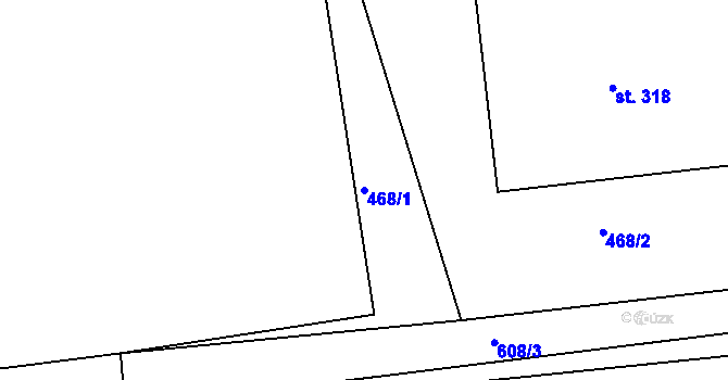 Parcela st. 468/1 v KÚ Krušovice, Katastrální mapa