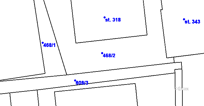 Parcela st. 468/2 v KÚ Krušovice, Katastrální mapa