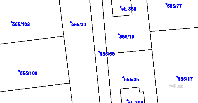 Parcela st. 555/36 v KÚ Krušovice, Katastrální mapa
