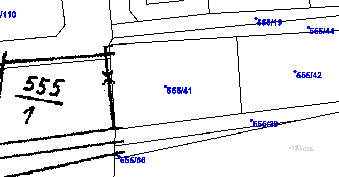Parcela st. 555/41 v KÚ Krušovice, Katastrální mapa