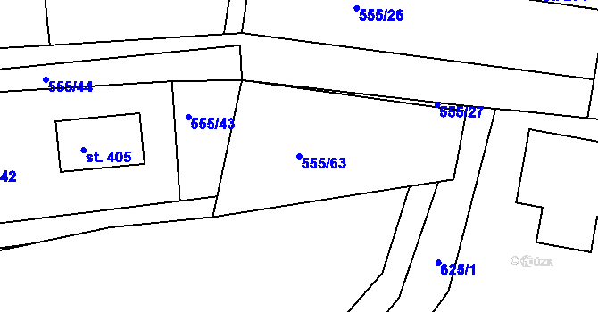 Parcela st. 555/63 v KÚ Krušovice, Katastrální mapa