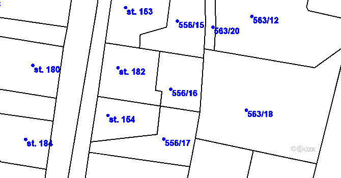 Parcela st. 556/16 v KÚ Krušovice, Katastrální mapa