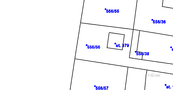 Parcela st. 556/56 v KÚ Krušovice, Katastrální mapa