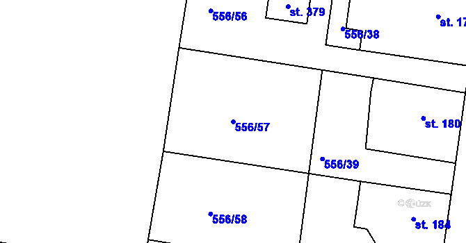 Parcela st. 556/57 v KÚ Krušovice, Katastrální mapa