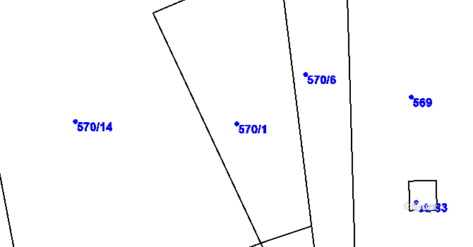 Parcela st. 570/1 v KÚ Krušovice, Katastrální mapa