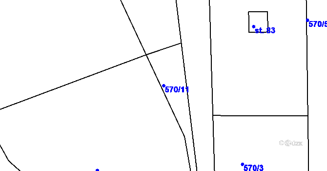 Parcela st. 570/11 v KÚ Krušovice, Katastrální mapa