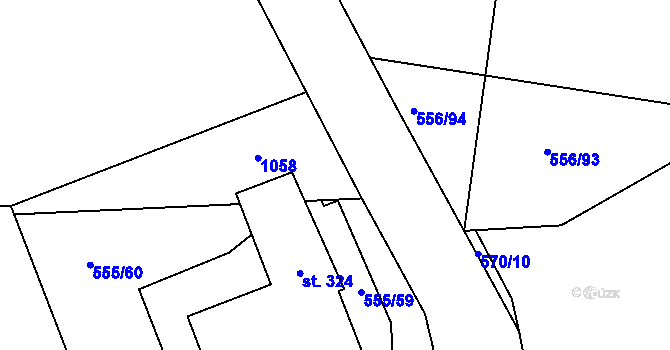 Parcela st. 555/64 v KÚ Krušovice, Katastrální mapa