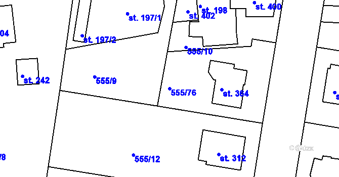 Parcela st. 555/76 v KÚ Krušovice, Katastrální mapa