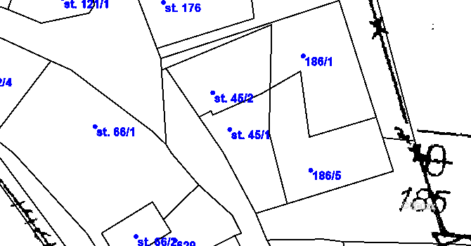 Parcela st. 45/1 v KÚ Krušovice, Katastrální mapa