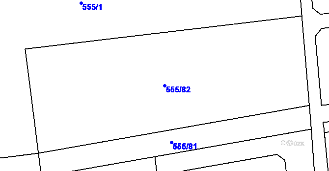Parcela st. 555/82 v KÚ Krušovice, Katastrální mapa