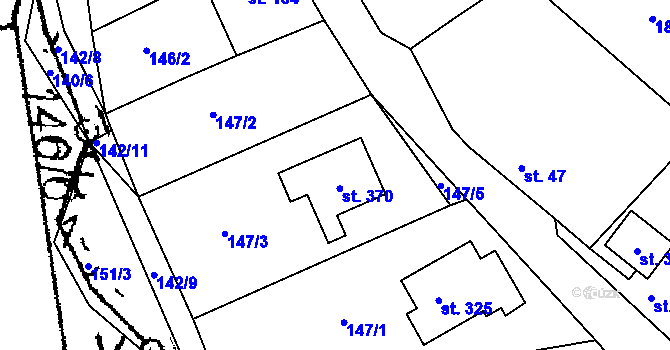 Parcela st. 370 v KÚ Krušovice, Katastrální mapa