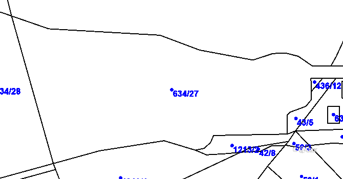 Parcela st. 634/27 v KÚ Krušovice, Katastrální mapa