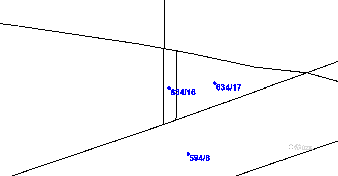 Parcela st. 634/16 v KÚ Krušovice, Katastrální mapa