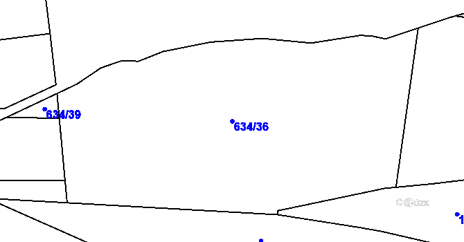 Parcela st. 634/36 v KÚ Krušovice, Katastrální mapa