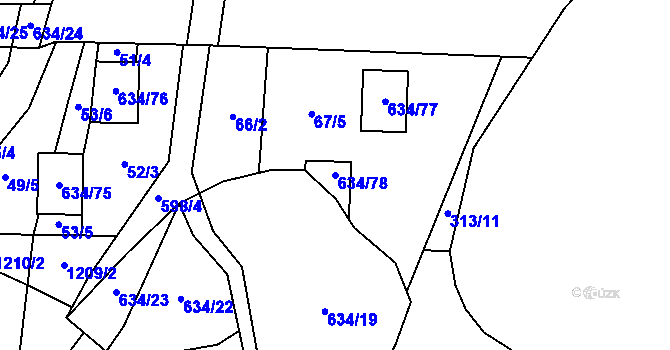 Parcela st. 634/78 v KÚ Krušovice, Katastrální mapa